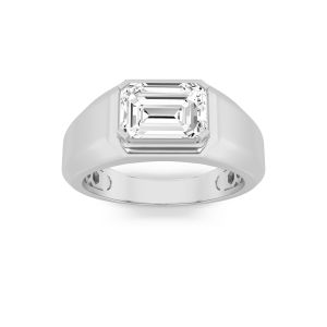 Emerald Shaped Lab Grown Diamond (F/VS) Mens Ri...