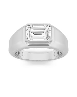 Emerald Shaped Lab Grown Diamond (F/VS) Mens Ring in 14K Yellow Gold