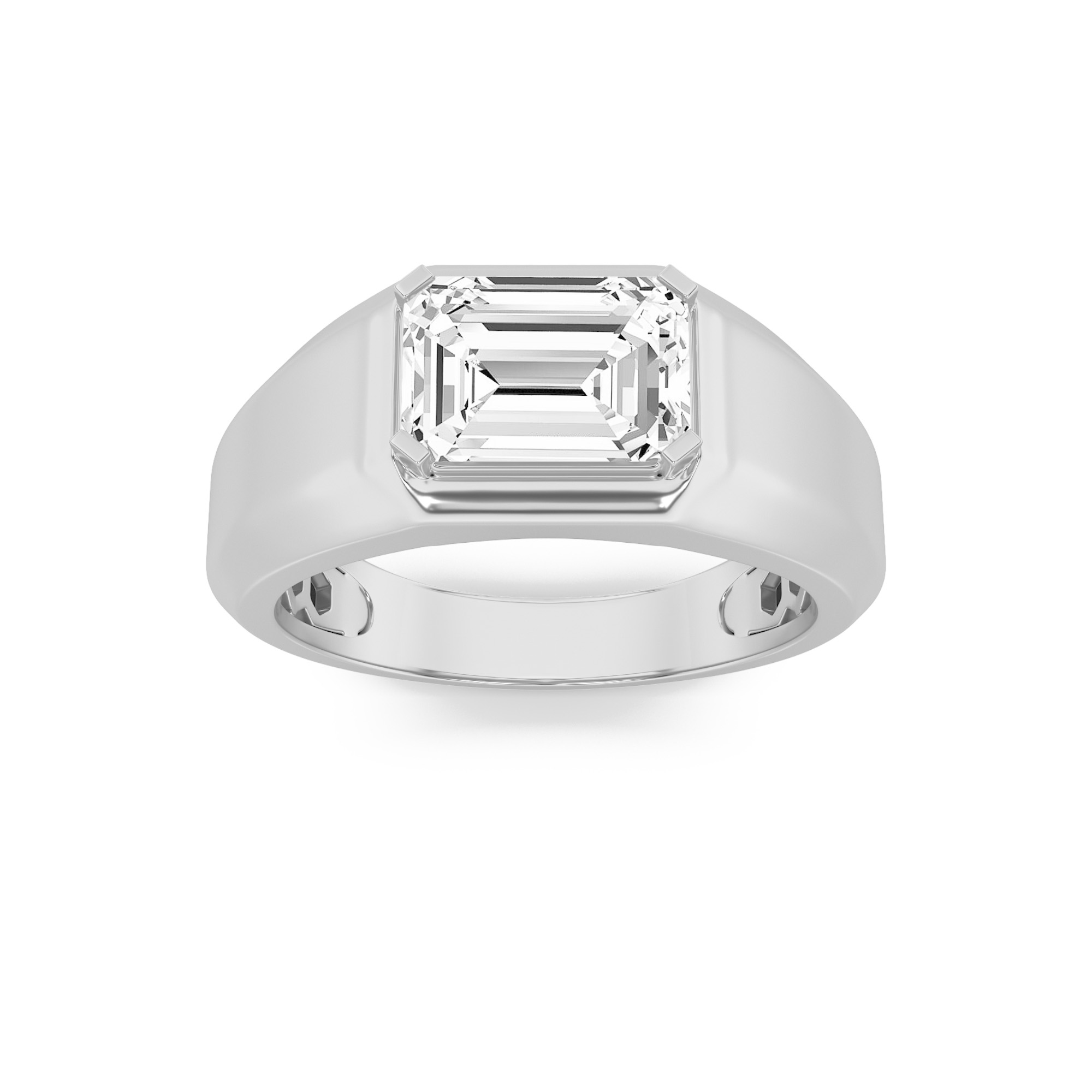 Emerald Shaped Lab Grown Diamond (F/VS) Mens Ring in 14K Yellow Gold