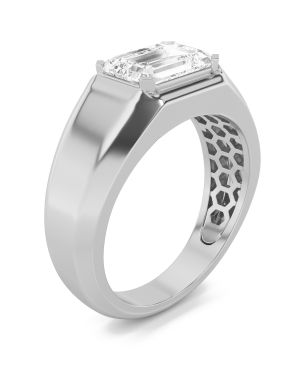 Emerald Shaped Lab Grown Diamond (F/VS) Mens Ring in 14K Yellow Gold