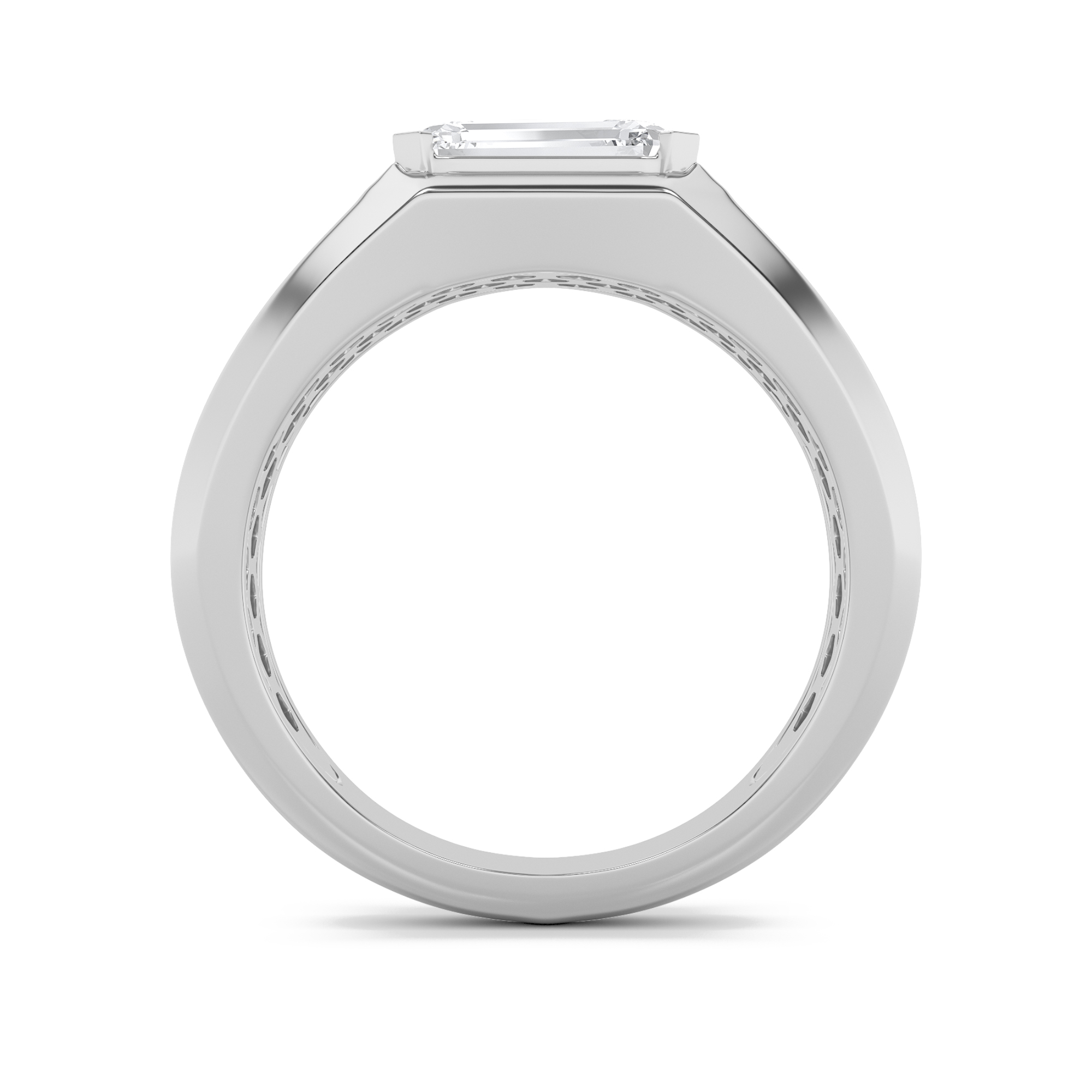 Emerald Shaped Lab Grown Diamond (F/VS) Mens Ring in 14K Yellow Gold