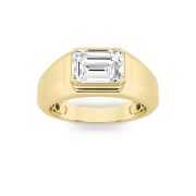 Emerald Shaped Lab Grown Diamond (F/VS) Mens Ring in 14K Yellow Gold
