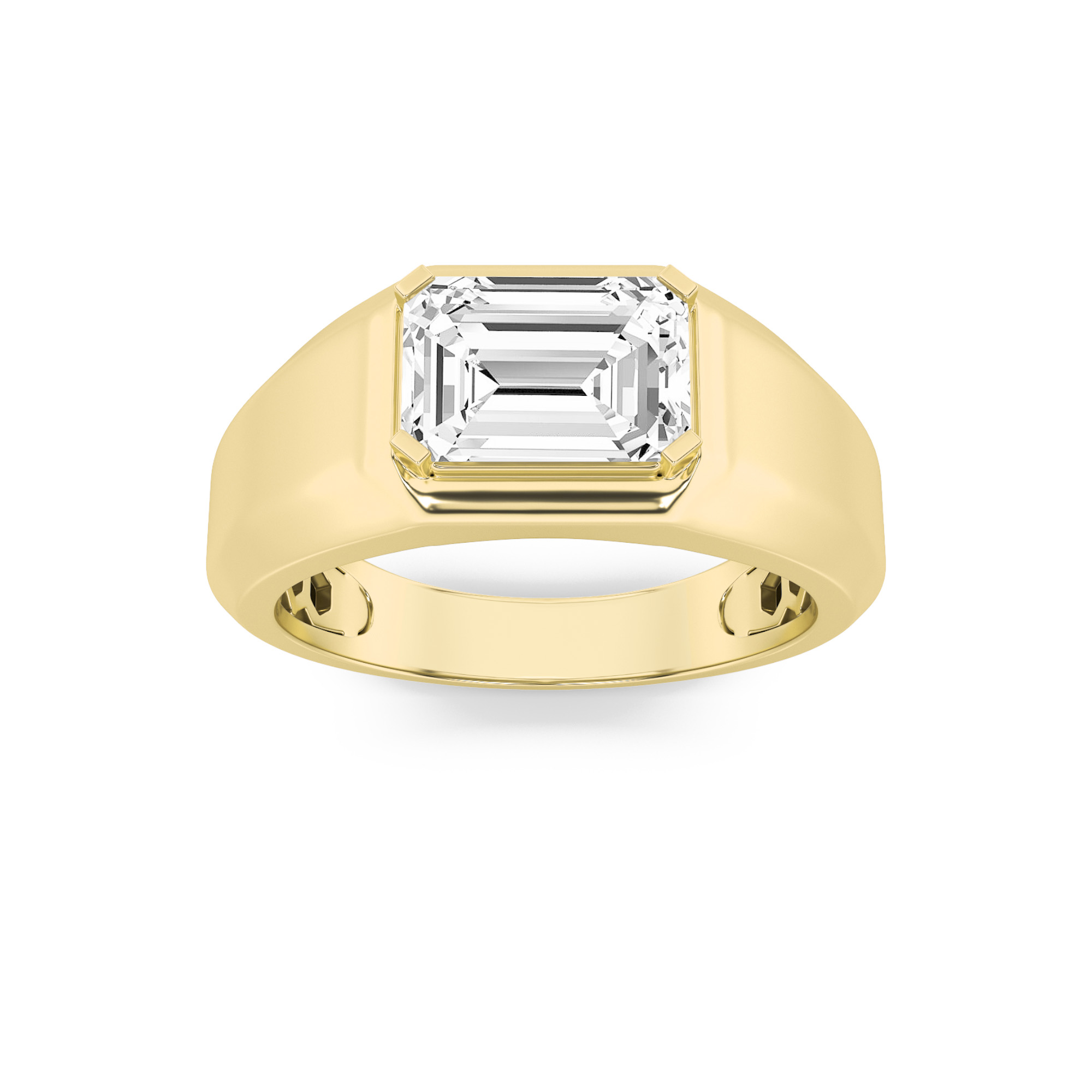 Emerald Shaped Lab Grown Diamond (F/VS) Mens Ring in 14K Yellow Gold