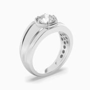 Round Shaped Lab Grown Diamond (F/VS) Mens Ring in 14K White Gold