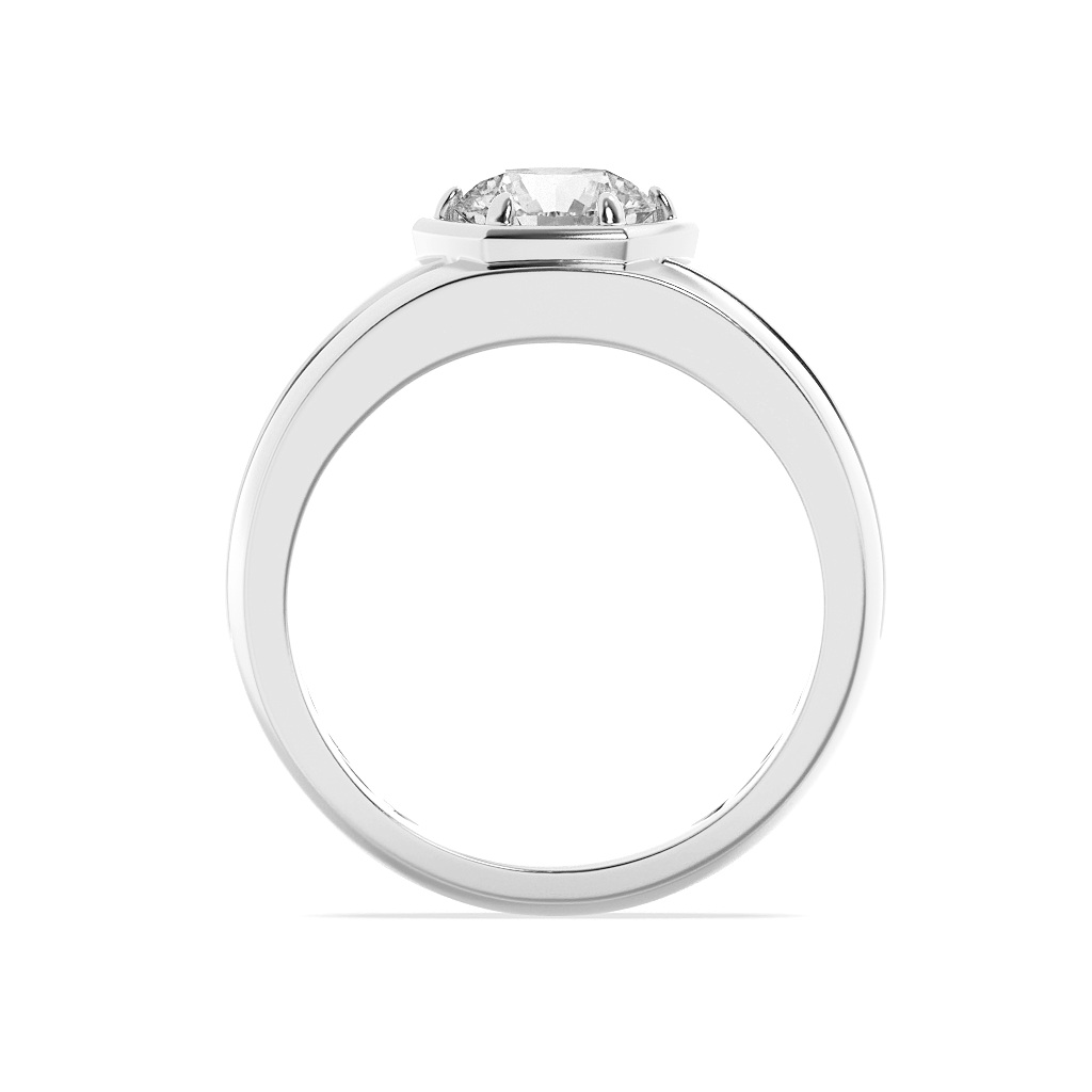 Round Shaped Lab Grown Diamond (F/VS) Mens Ring in 14K White Gold