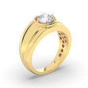 Round Shaped Lab Grown Diamond (F/VS) Mens Ring in 14K White Gold