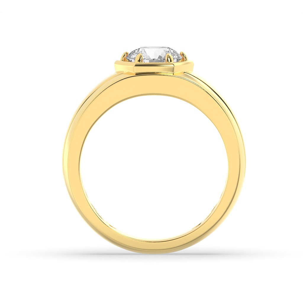 Round Shaped Lab Grown Diamond (F/VS) Mens Ring in 14K White Gold
