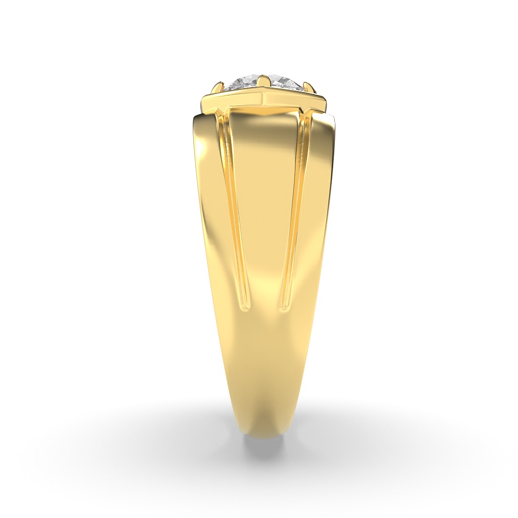 Round Shaped Lab Grown Diamond (F/VS) Mens Ring in 14K White Gold