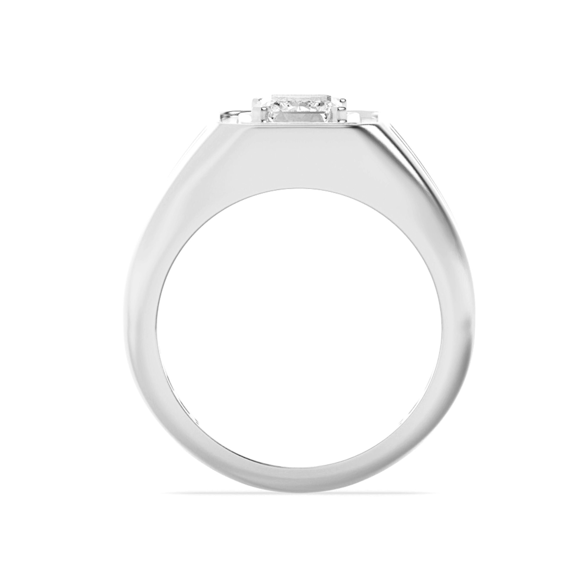 Emerald Shaped Lab Grown Diamond (F/VS) Mens Ring in 14K White Gold
