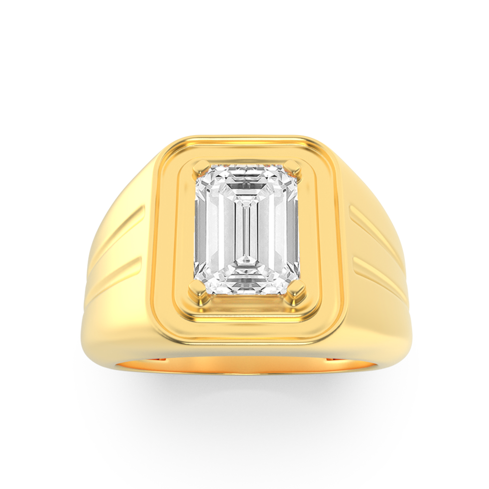 Emerald Shaped Lab Grown Diamond (F/VS) Mens Ring in 14K White Gold