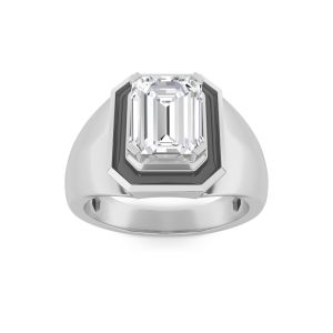 Emerald Shaped Lab Grown Diamond (F/VS) Mens Ri...