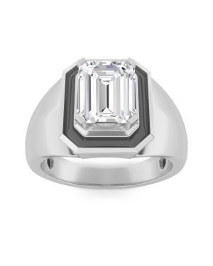 Emerald Shaped Lab Grown Diamond (F/VS) Mens Ring in 14K Gold