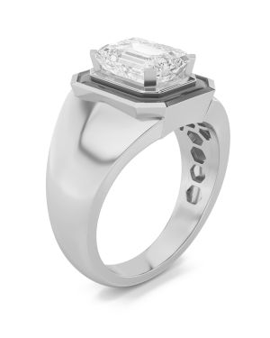 Emerald Shaped Lab Grown Diamond (F/VS) Mens Ring in 14K Gold