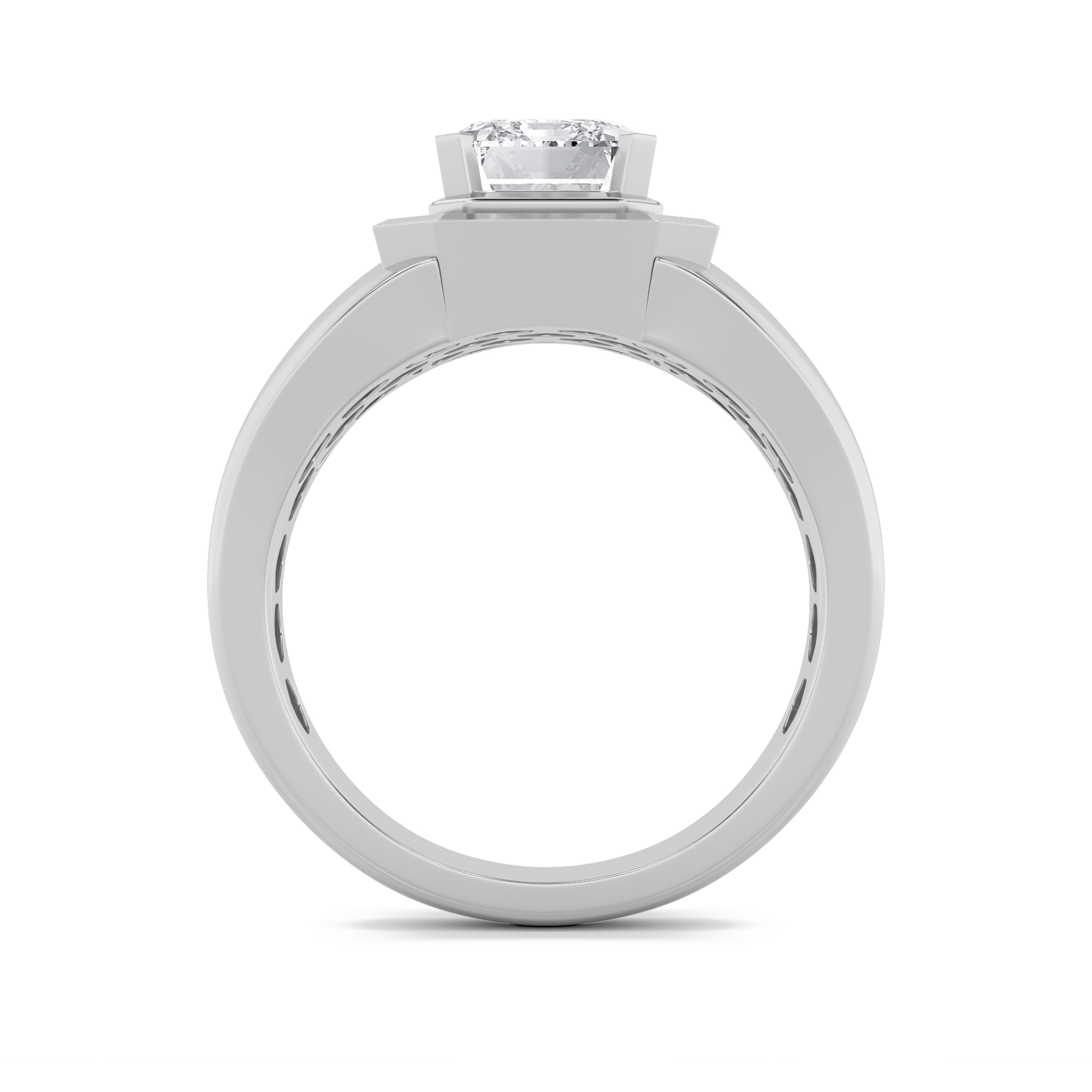Emerald Shaped Lab Grown Diamond (F/VS) Mens Ring in 14K Gold