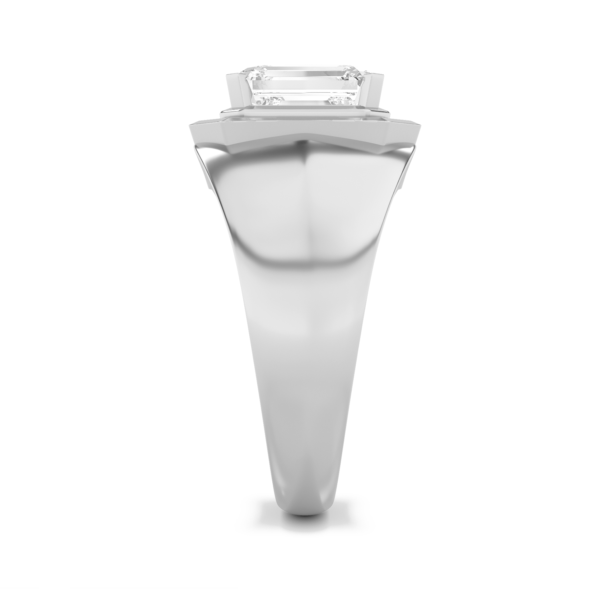 Emerald Shaped Lab Grown Diamond (F/VS) Mens Ring in 14K Gold