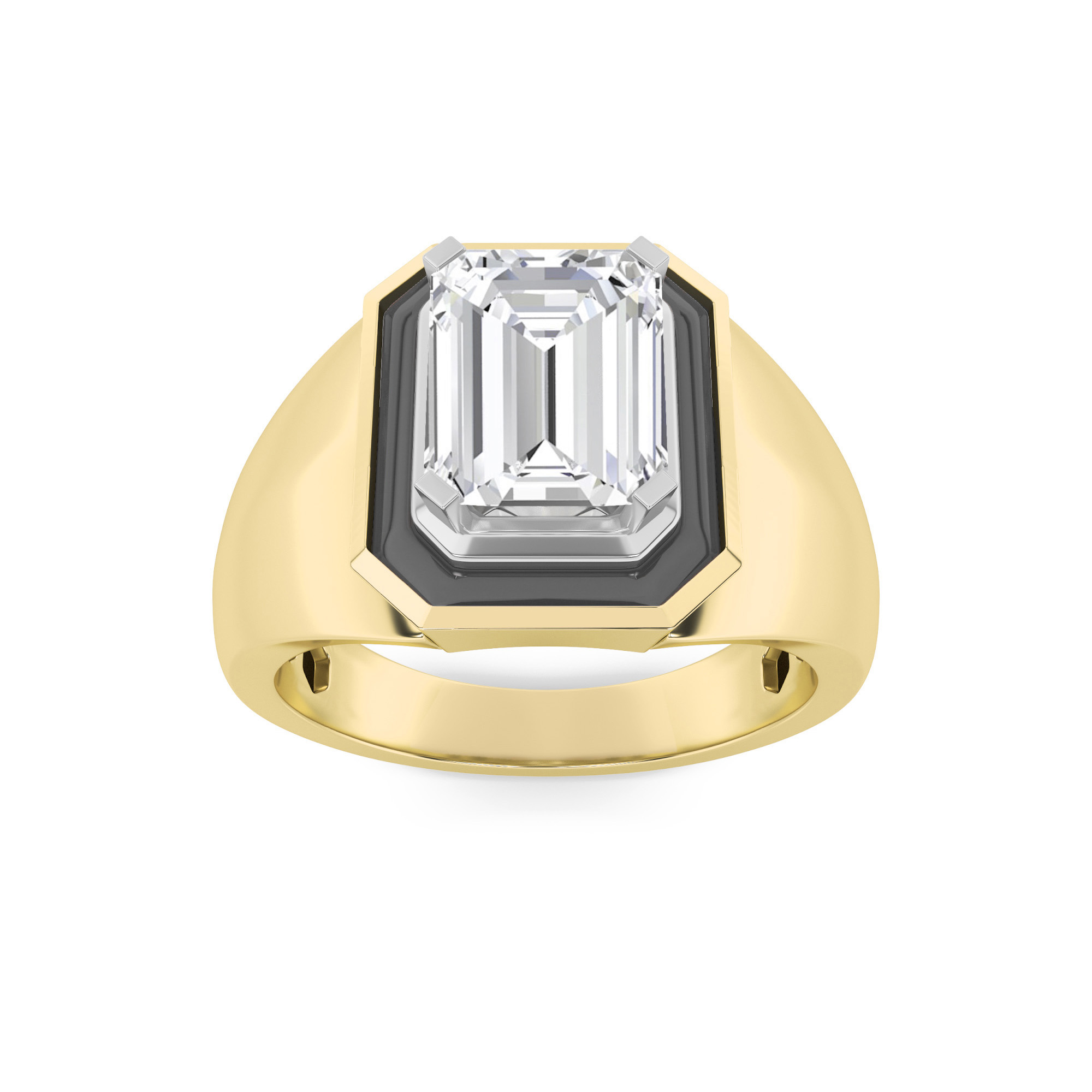 Emerald Shaped Lab Grown Diamond (F/VS) Mens Ring in 14K Gold