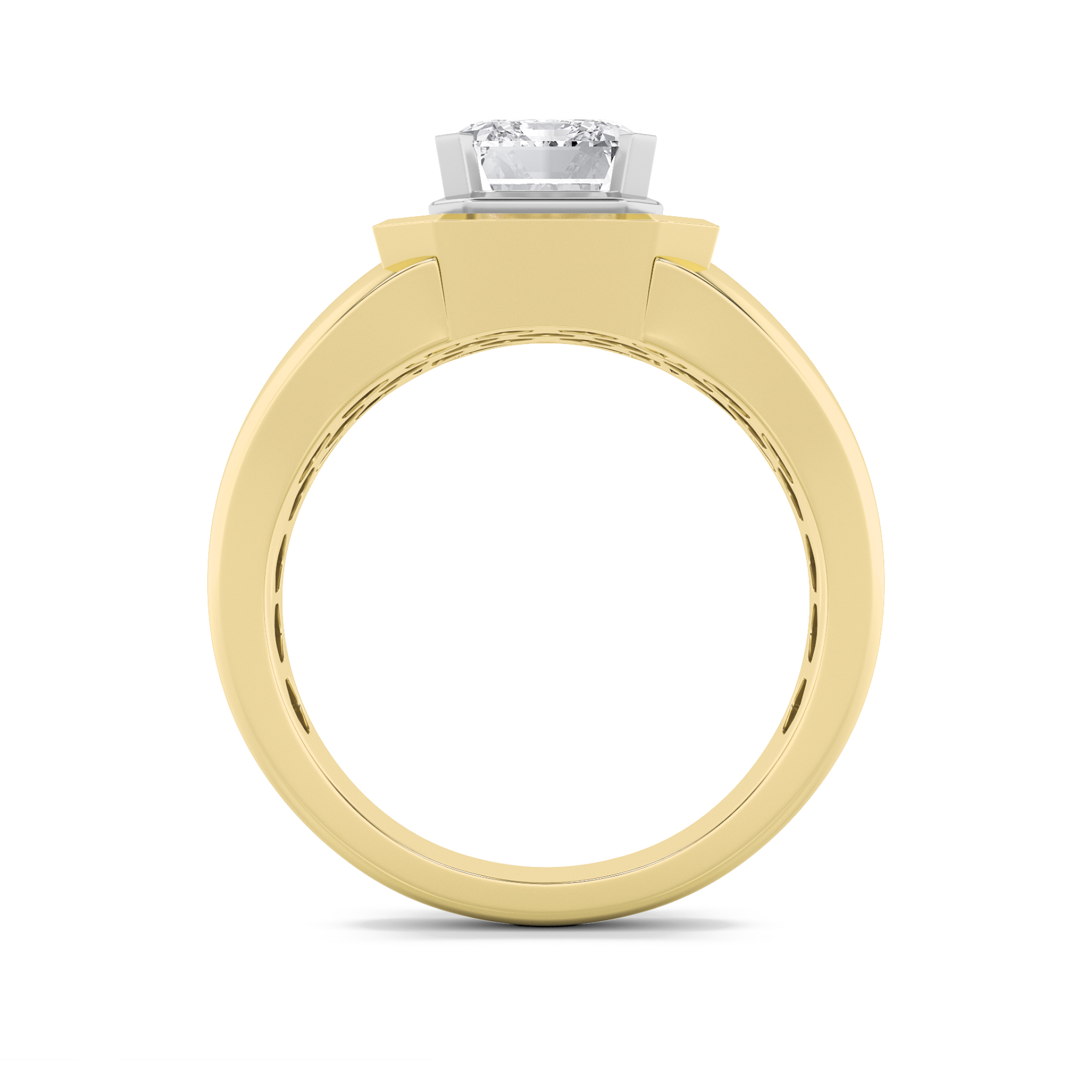 Emerald Shaped Lab Grown Diamond (F/VS) Mens Ring in 14K Gold