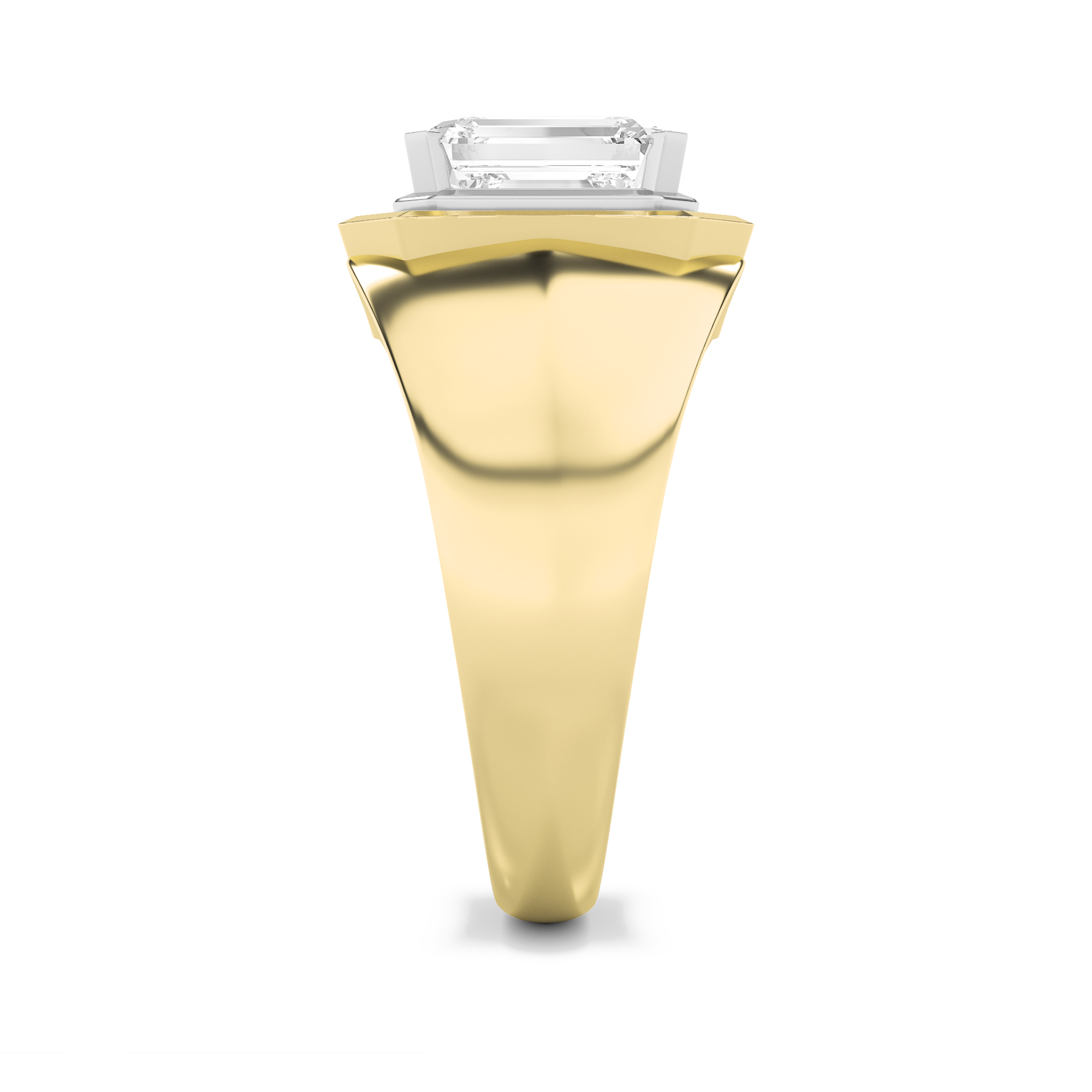 Emerald Shaped Lab Grown Diamond (F/VS) Mens Ring in 14K Gold
