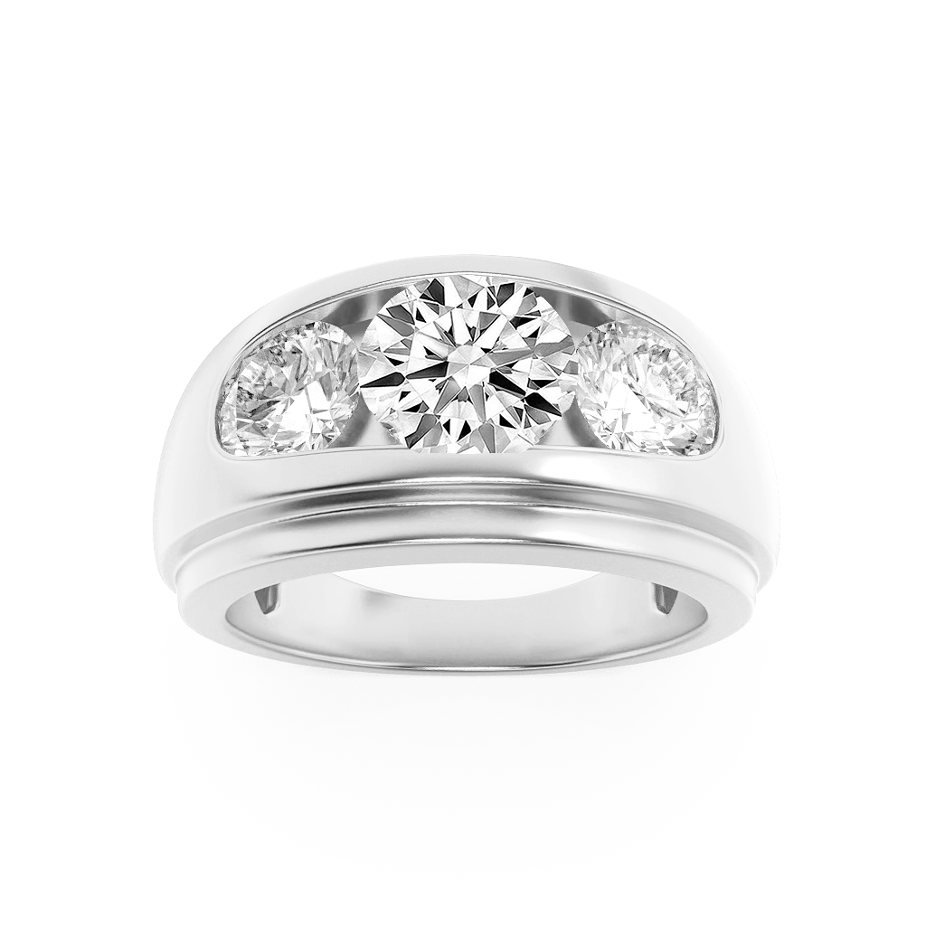 Round Shaped Lab Grown Diamond (F/VS) Mens Ring in 14K Gold