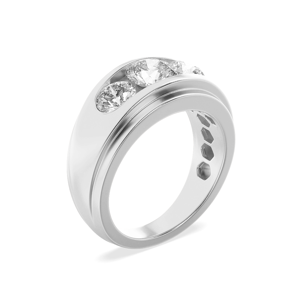 Round Shaped Lab Grown Diamond (F/VS) Mens Ring in 14K Gold