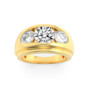 Round Shaped Lab Grown Diamond (F/VS) Mens Ring in 14K Gold
