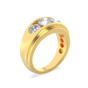 Round Shaped Lab Grown Diamond (F/VS) Mens Ring in 14K Gold