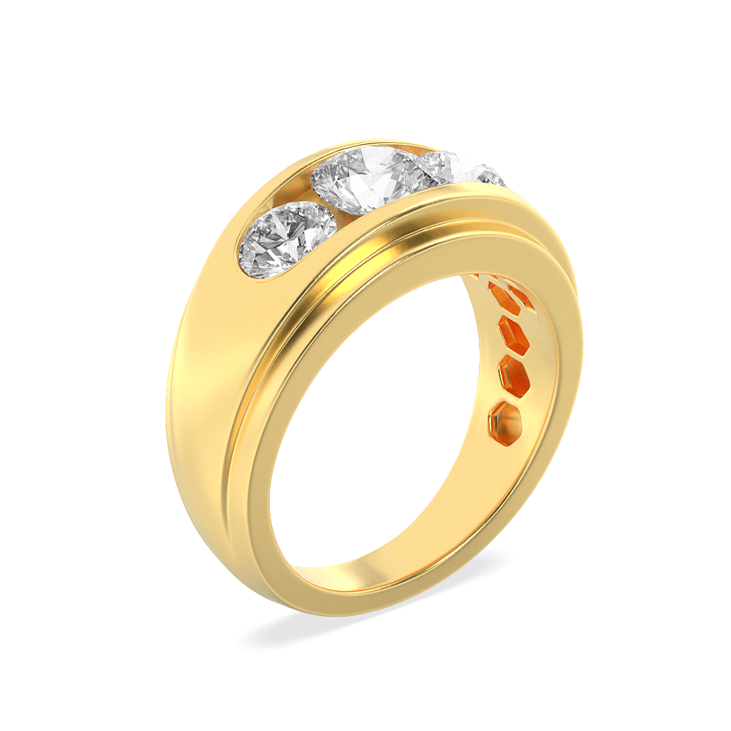 Round Shaped Lab Grown Diamond (F/VS) Mens Ring in 14K Gold