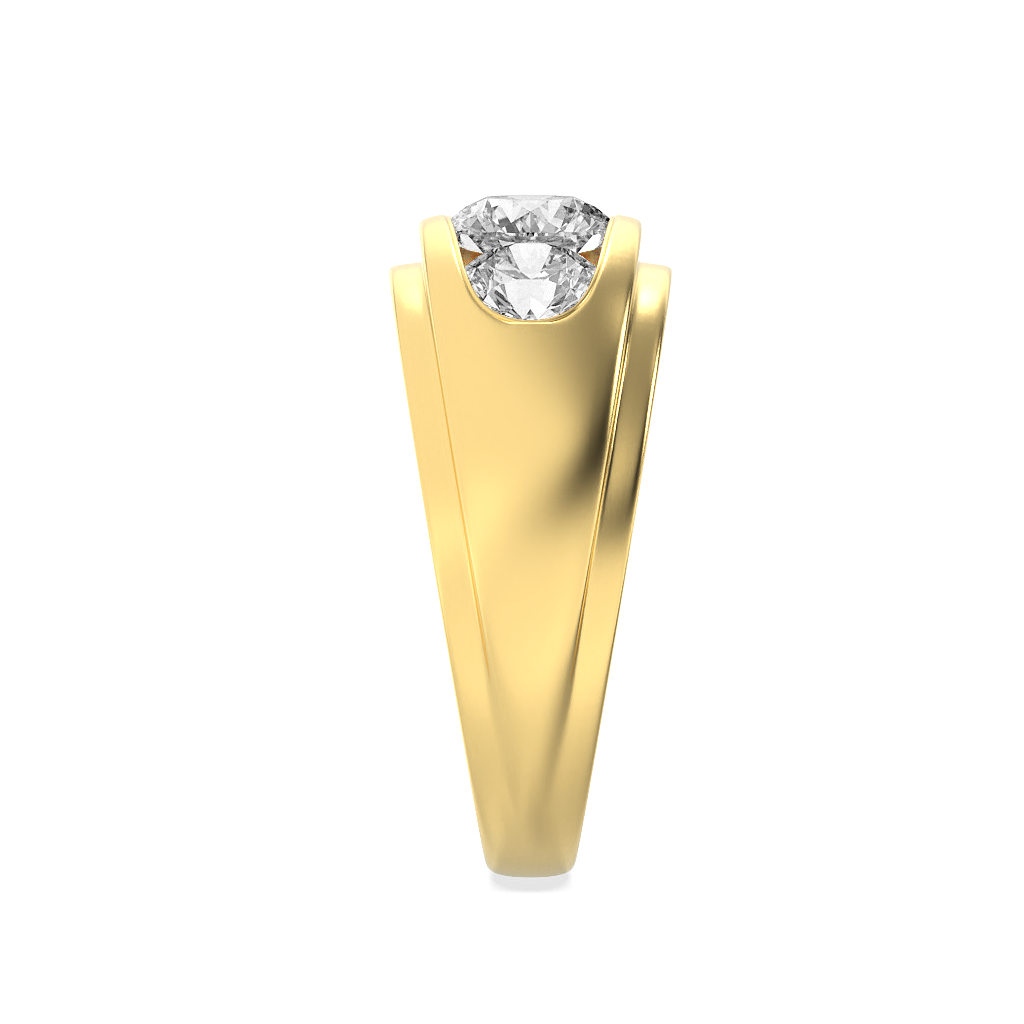 Round Shaped Lab Grown Diamond (F/VS) Mens Ring in 14K Gold