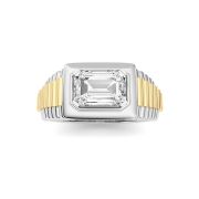 Emerald Shaped Lab Grown Diamond (F/VS) Mens Ring in 14K Gold