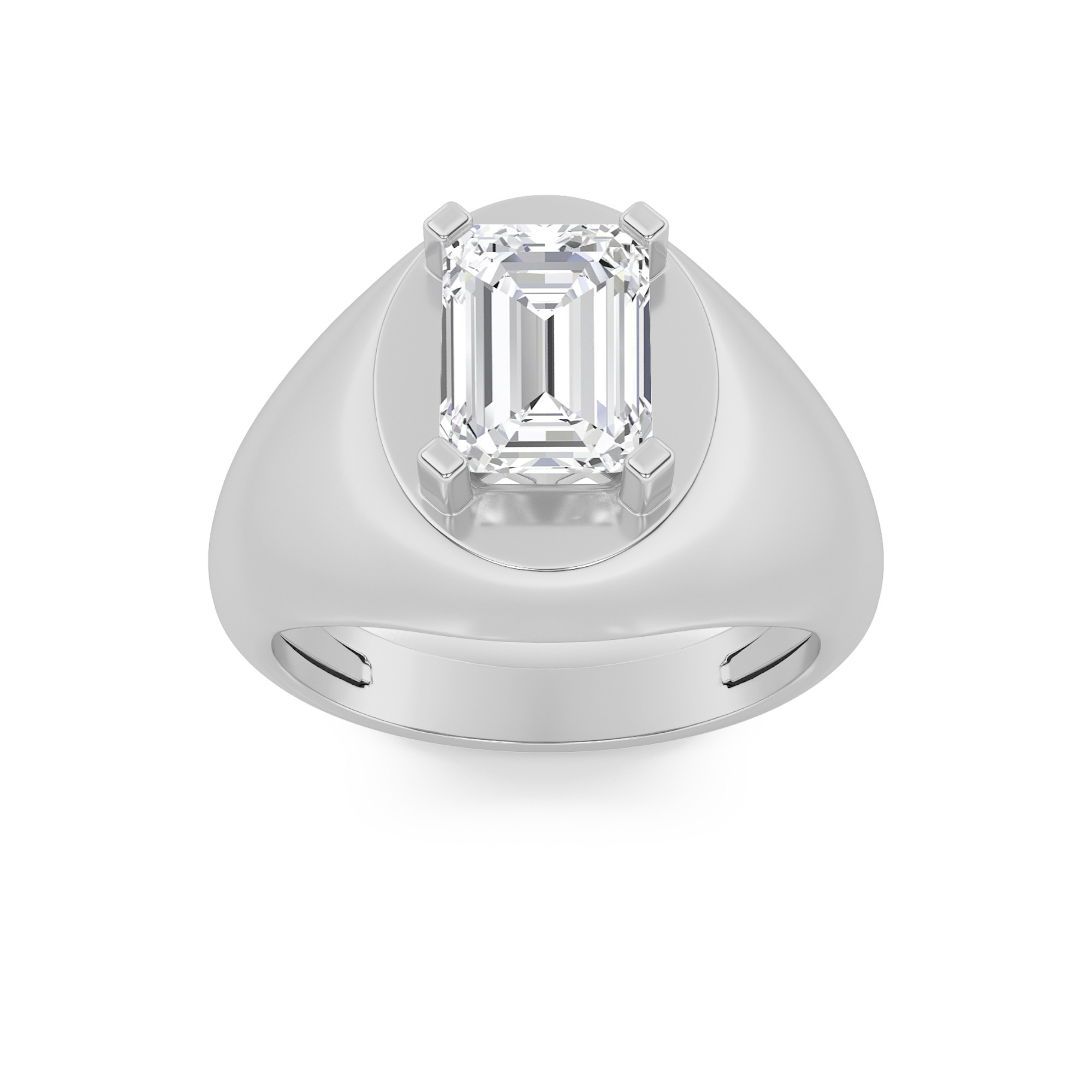 Emerald Shaped Lab Grown Diamond (F/VS) Men’s Ring in 14K Gold
