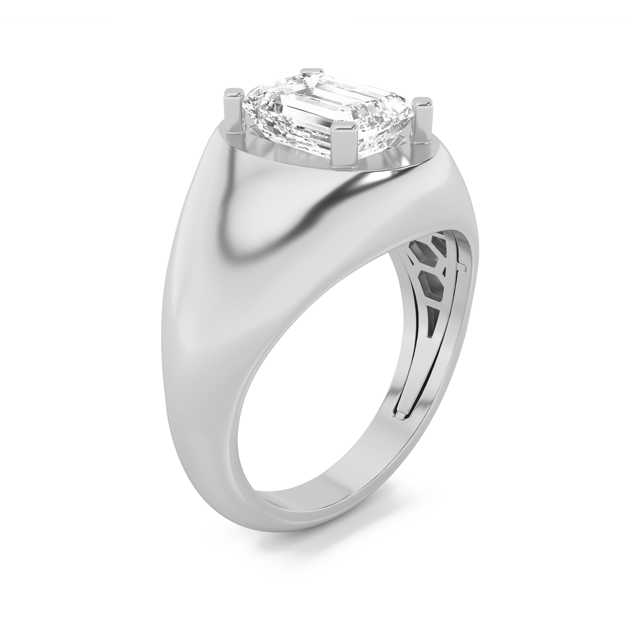 Emerald Shaped Lab Grown Diamond (F/VS) Men’s Ring in 14K Gold