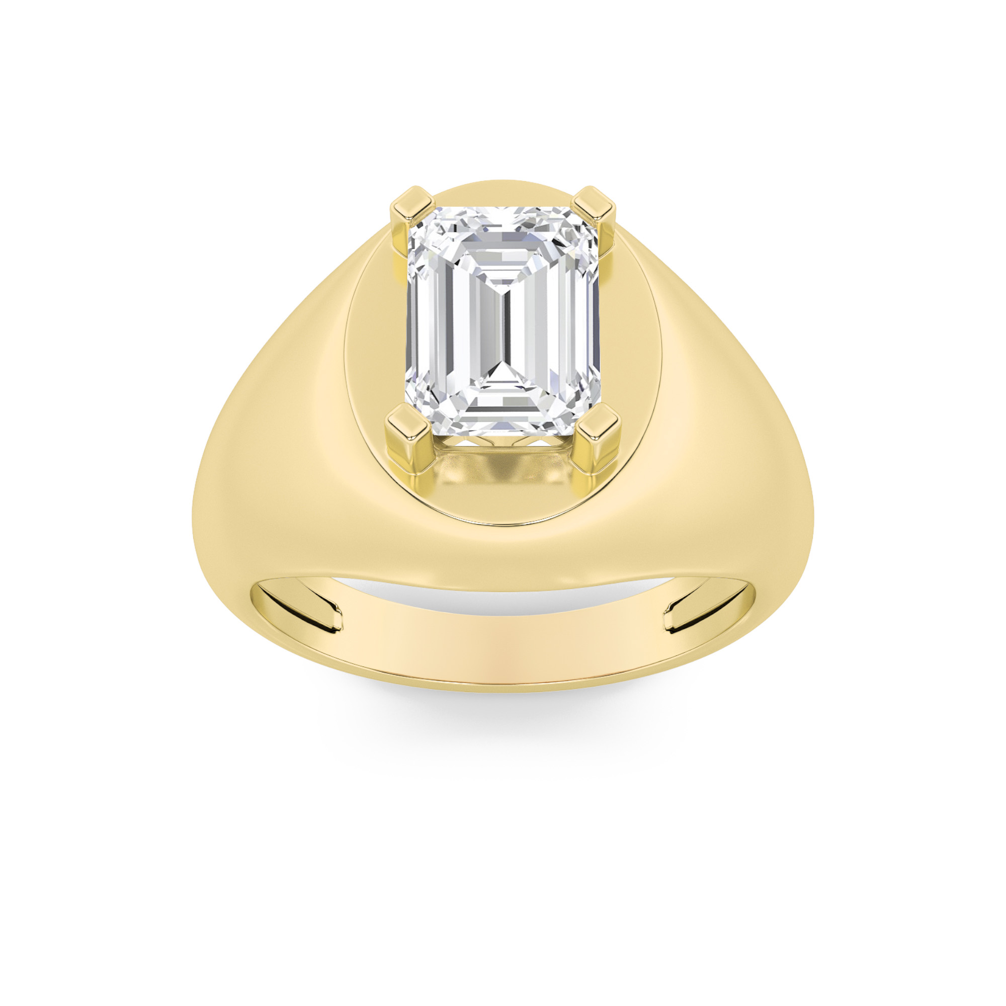 Emerald Shaped Lab Grown Diamond (F/VS) Men’s Ring in 14K Gold