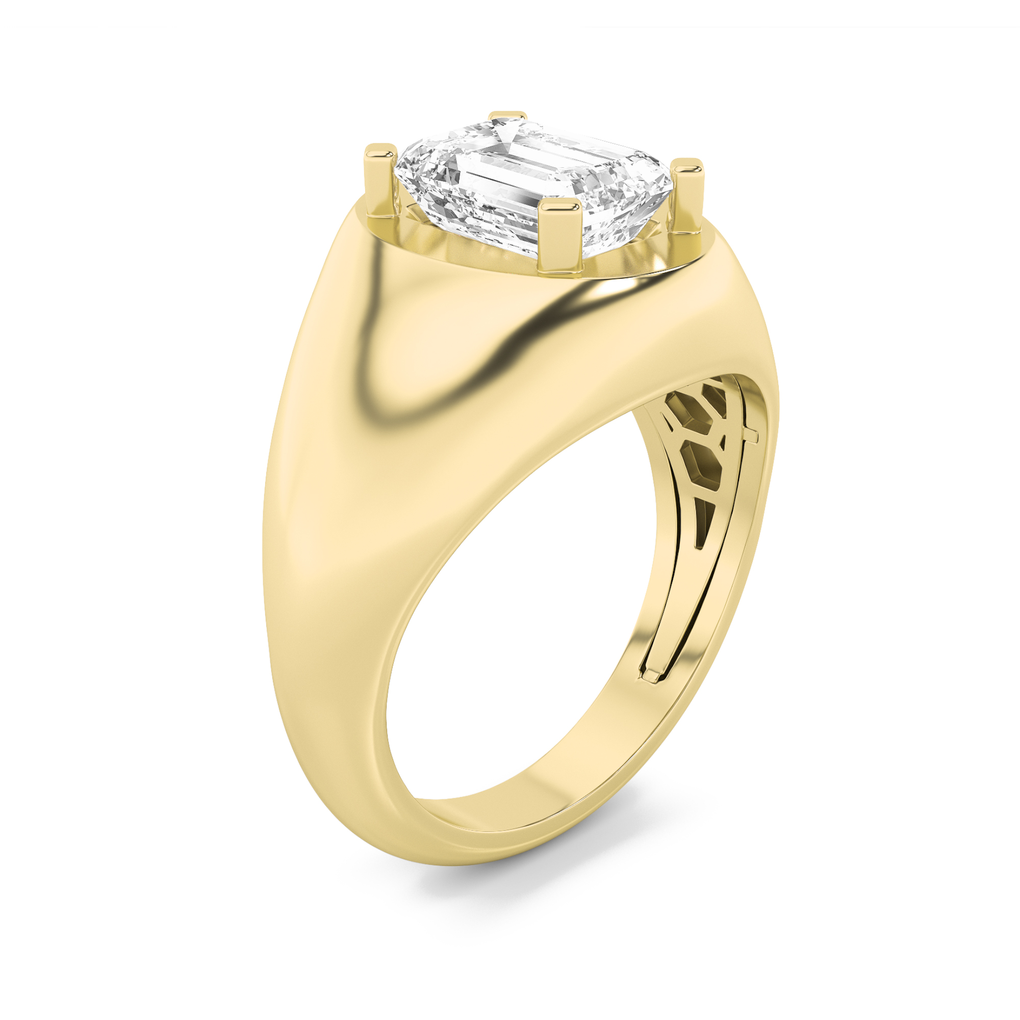 Emerald Shaped Lab Grown Diamond (F/VS) Men’s Ring in 14K Gold