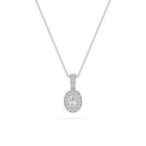 Oval Shaped Lab Grown Diamond (F/VS) Halo Penda...