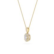 Oval Shaped Lab Grown Diamond (F/VS) Halo Pendant in 14K Gold