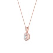Oval Shaped Lab Grown Diamond (F/VS) Halo Pendant in 14K Gold