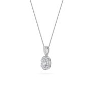 Oval Shaped Lab Grown Diamond (F/VS) Halo Pendant in 14K Gold
