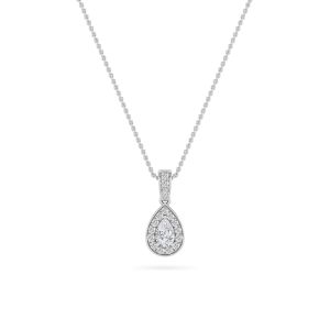Pear Shaped Lab Grown Diamond (F/VS) Halo Penda...