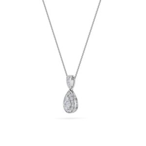 Pear Shaped Lab Grown Diamond (F/VS) Halo Penda...