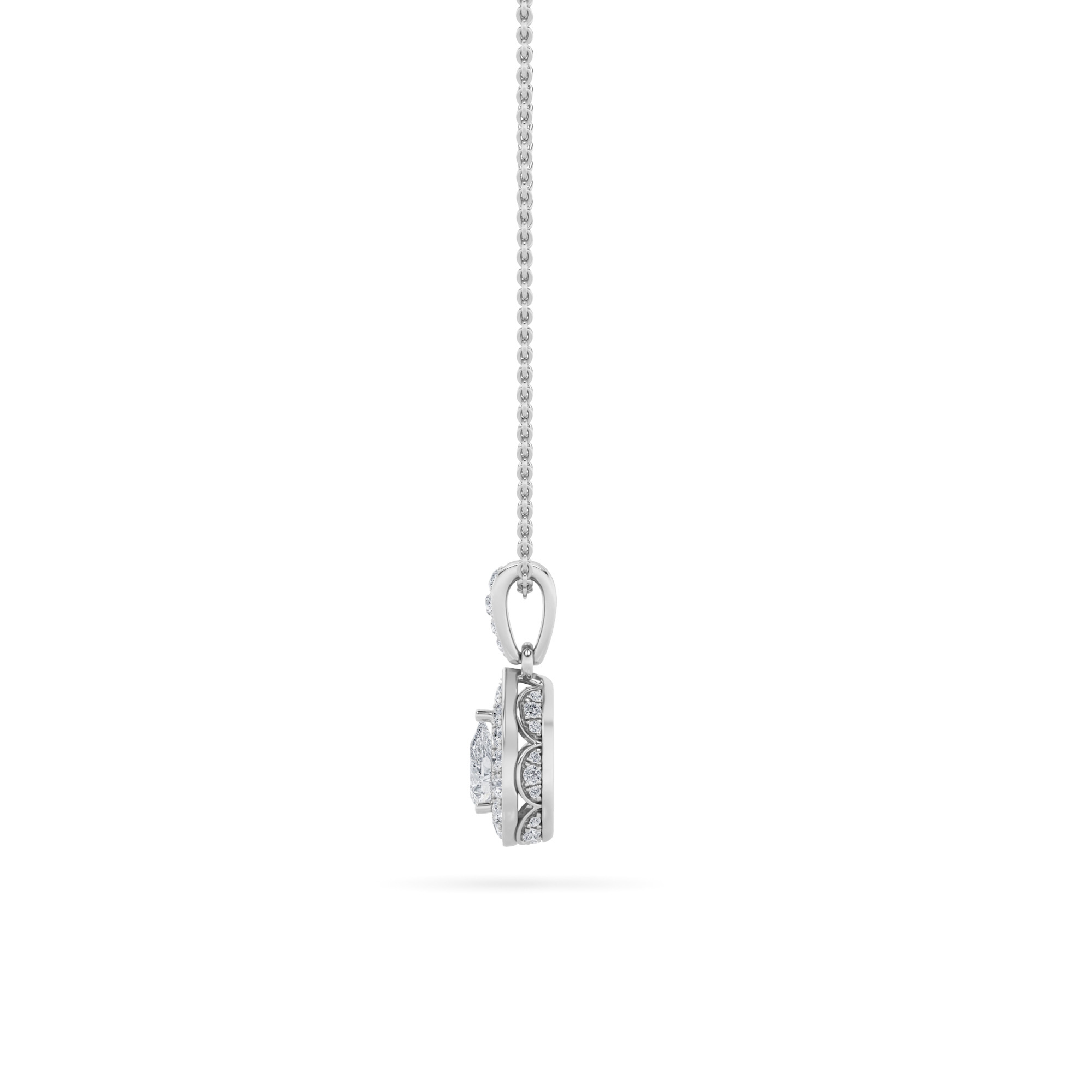 Pear Shaped Lab Grown Diamond (F/VS) Halo Pendant in 14K Gold