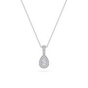 Pear Shaped Lab Grown Diamond (F/VS) Halo Pendant in 14K Gold