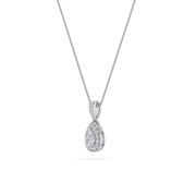 Pear Shaped Lab Grown Diamond (F/VS) Halo Pendant in 14K Gold