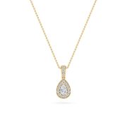 Pear Shaped Lab Grown Diamond (F/VS) Halo Pendant in 14K Gold