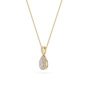 Pear Shaped Lab Grown Diamond (F/VS) Halo Pendant in 14K Gold