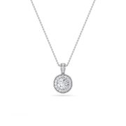 Round Shaped Lab Grown Diamond (F/VS) Halo Pendant in 14K Gold