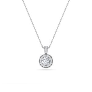 Round Shaped Lab Grown Diamond (F/VS) Halo Pend...