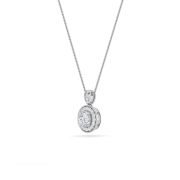 Round Shaped Lab Grown Diamond (F/VS) Halo Pendant in 14K Gold