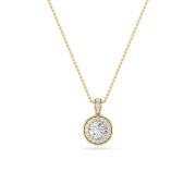 Round Shaped Lab Grown Diamond (F/VS) Halo Pendant in 14K Gold