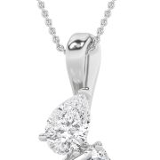 Emerald Shaped Lab Grown Diamond (F/VS) Toi et Moi Pendant in 14K Gold