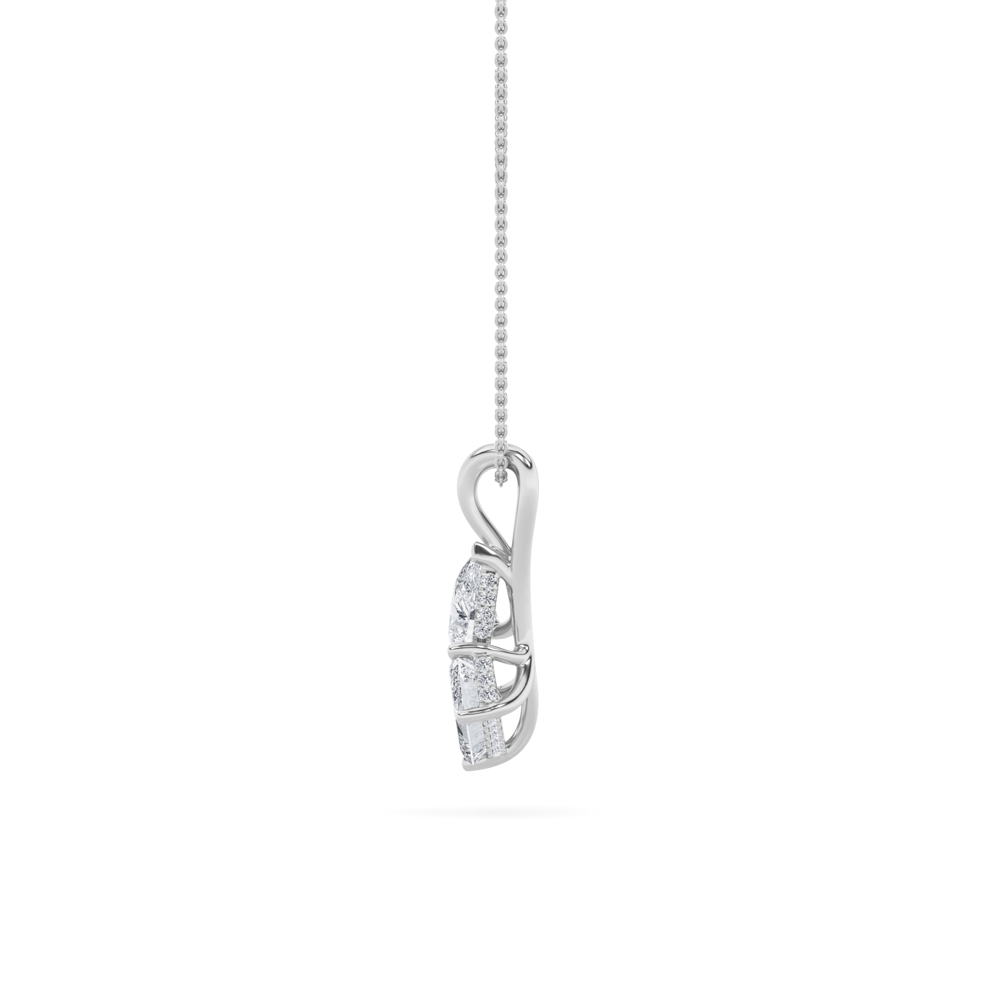 Emerald Shaped Lab Grown Diamond (F/VS) Toi et Moi Pendant in 14K Gold